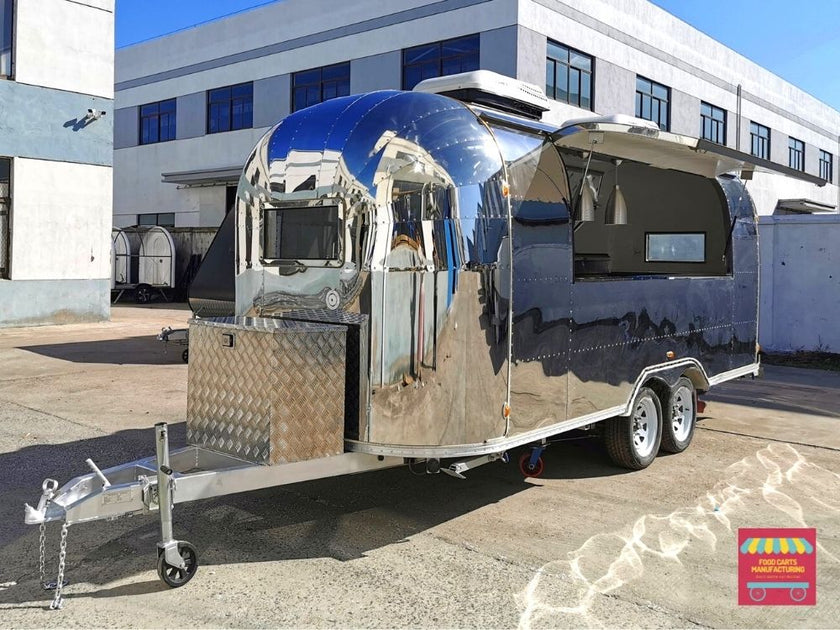 Vintage Mobile Bar BBQ Cart Popcorn Burger Van Stainless Steel Catering  Trailer Food Truck Airstream Food Trailer